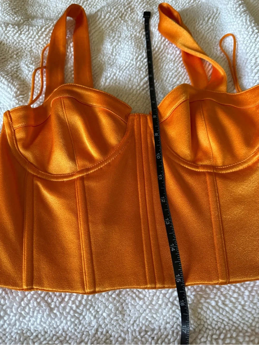 Alice + Olivia Orange Satin Corset Crop Top - Picture 5 of 5